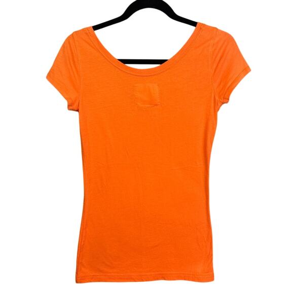 Y2K Vintage Style Abercrombie & Fitch Chelsea Tee Bright Orange Cap Sleeve - Picture 2 of 6